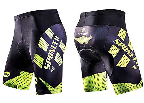 sponeed Cycling Outfit Men Biking Shorts Bikewear with Reflective Stripes and Pokcets US L Green - Image 4