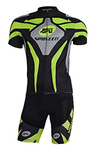 sponeed Cycling Outfit Men Biking Shorts Bikewear with Reflective Stripes and Pokcets US L Green - Image 5