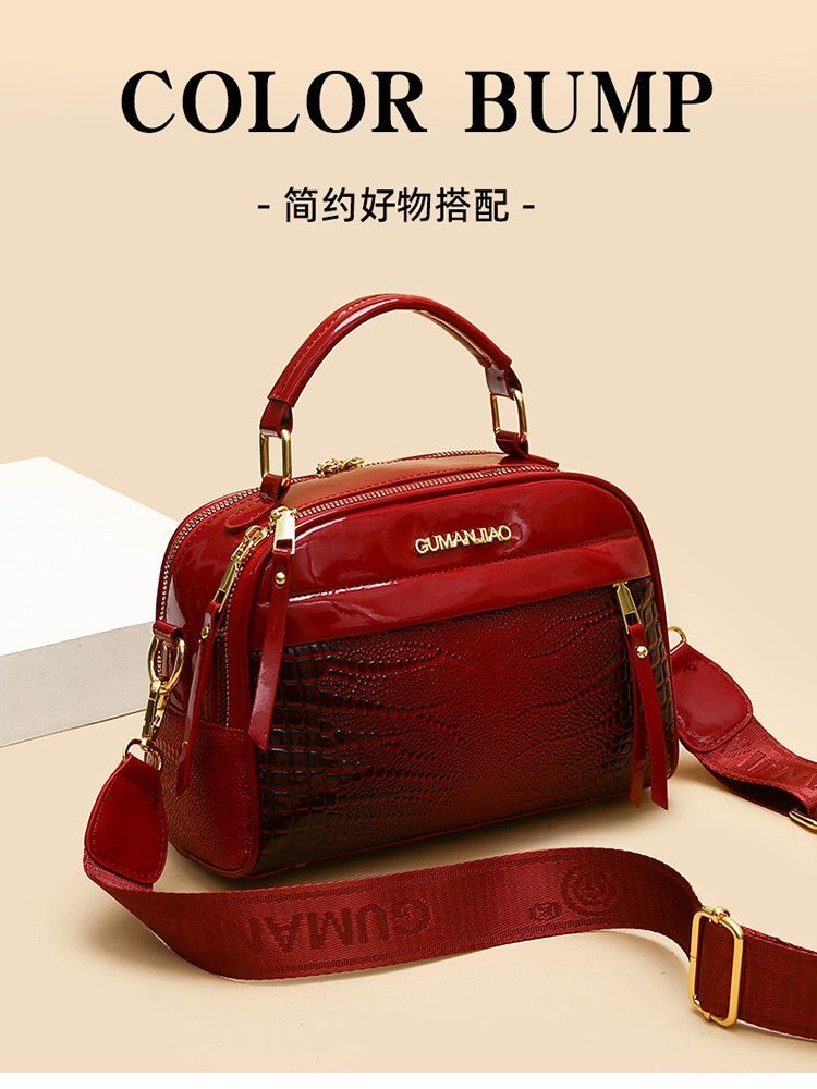 New Arrival Crocodile Pattern Women'S Handbag 2024 Stylist Vintage Small Bag Bright Face Patent Leather Women'S Shoulder Crossbody Bag - Image 2