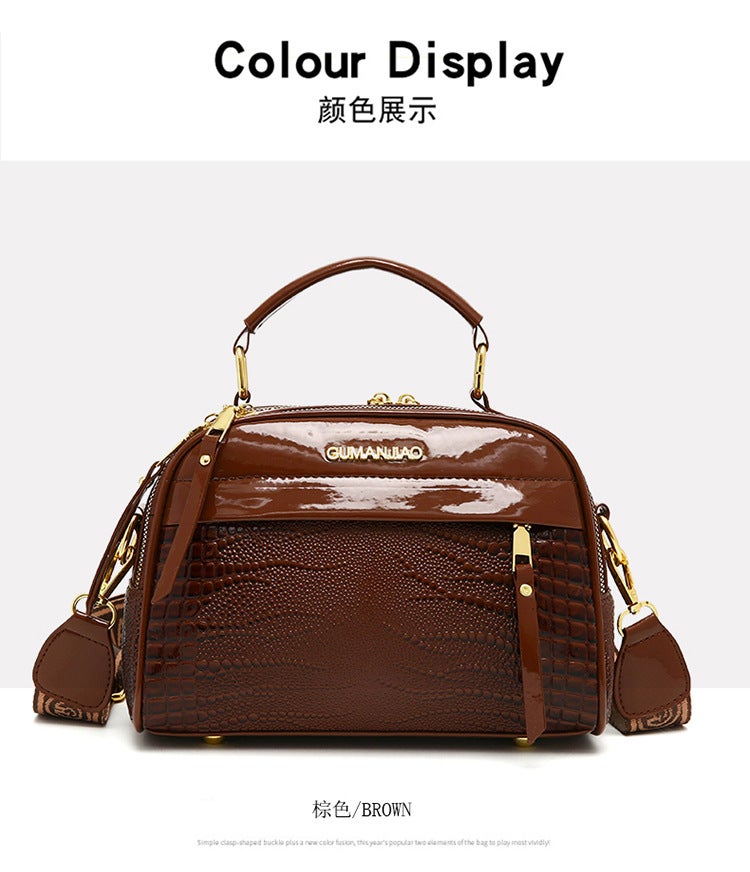 New Arrival Crocodile Pattern Women'S Handbag 2024 Stylist Vintage Small Bag Bright Face Patent Leather Women'S Shoulder Crossbody Bag - Image 1
