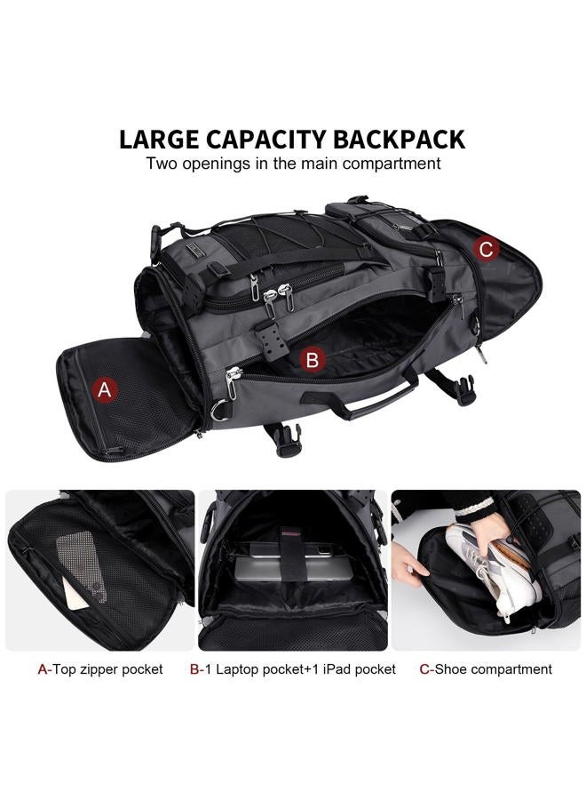 WITZMAN Travel Backpack for Men Convertible Large Carry on Backpack with Shoe Compartment for Airplanes Fit 17 Inch Laptop, Silvery Grey, Rucksack Backpacks - Image 5