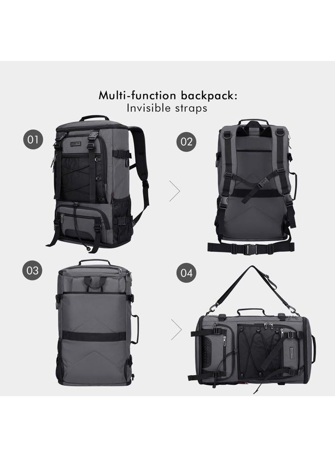 WITZMAN Travel Backpack for Men Convertible Large Carry on Backpack with Shoe Compartment for Airplanes Fit 17 Inch Laptop, Silvery Grey, Rucksack Backpacks - Image 3