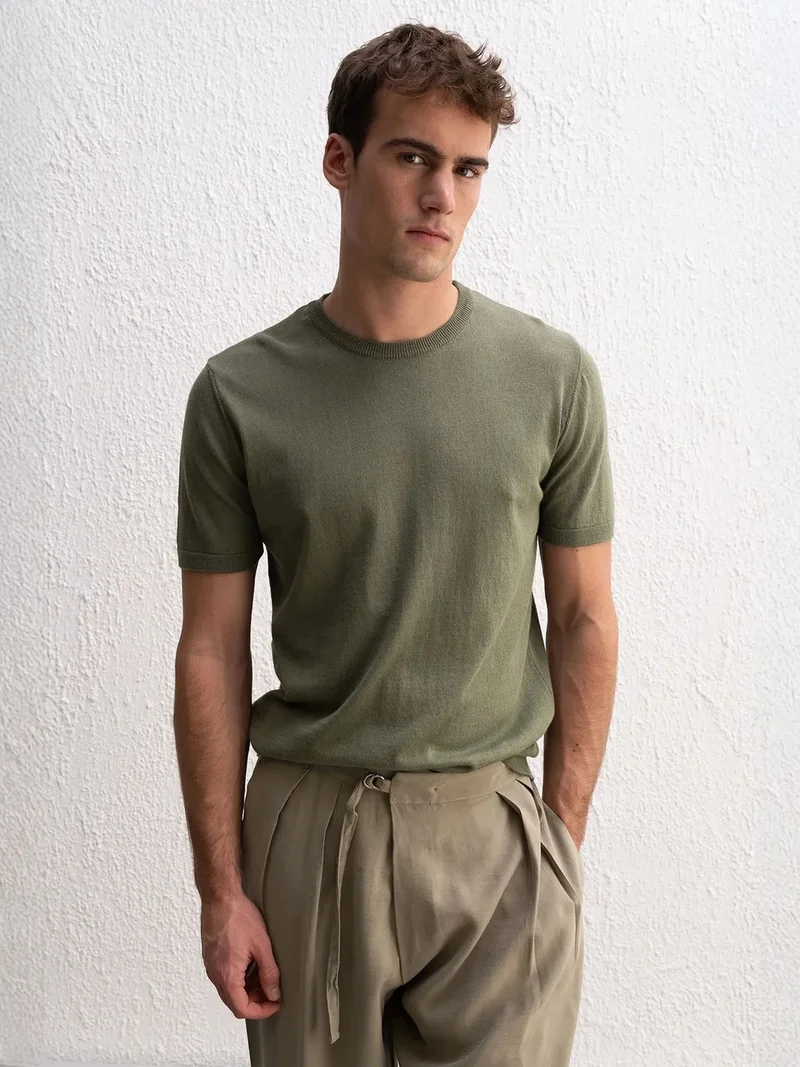 Giesto GIESTO Men's Crew Neck Ribbed T-Shirt