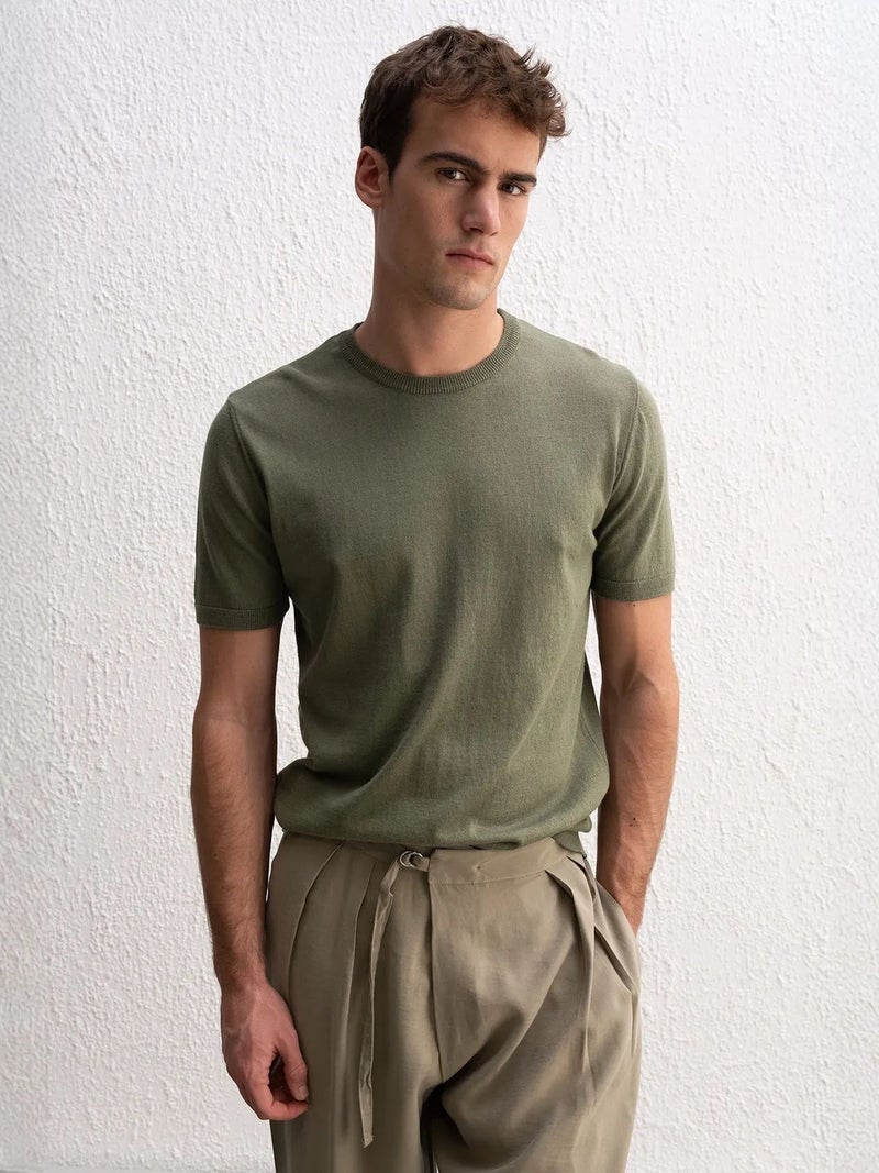 GIESTO Men's Crew Neck Ribbed T-Shirt - Image 1
