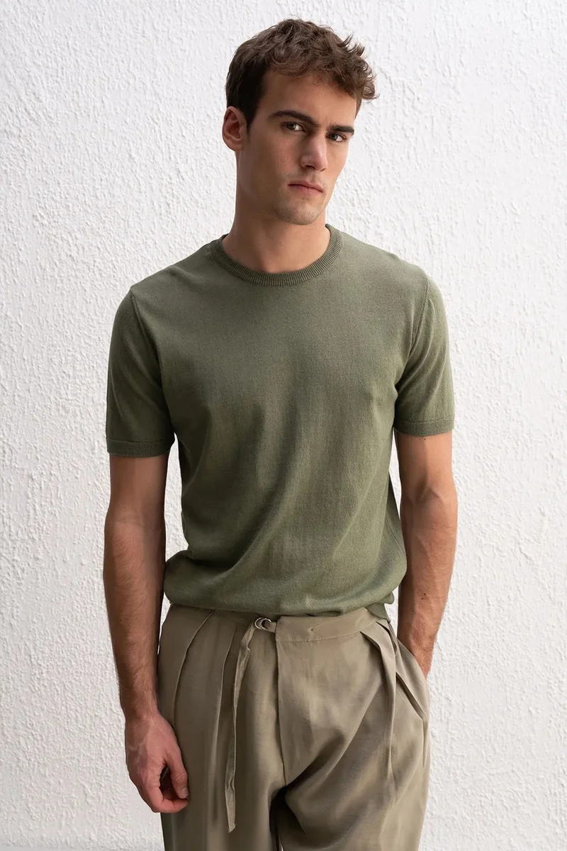 جيستو GIESTO Men's Crew Neck Ribbed T-Shirt