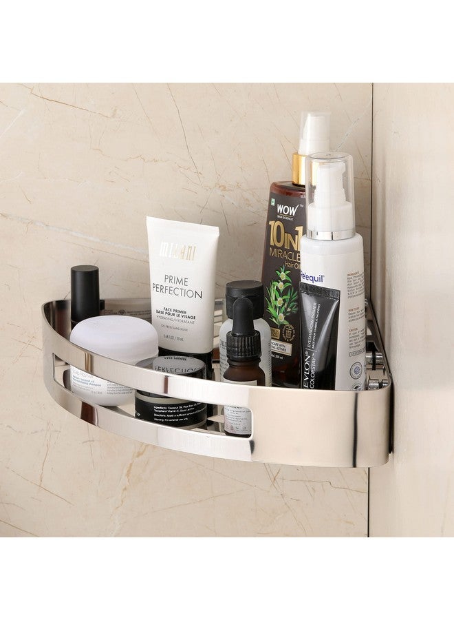 FORTUNE Stainless Steel 304 Wall Mount Corner Shelf Bathroom Multi-Functional Storage Shelf/Rack & Caddy Basket Bathroom Accessories (8.5x8.5 Inch) - (Pack of 2, Chrome) - Image 2
