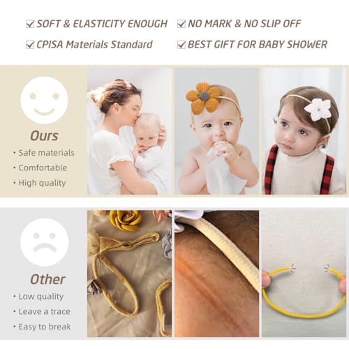 PALAY® 10Pcs Baby Hair Band Flower Headband for Baby Girl, Soft Elastic Hair Bands for Babies, Handmade Cute Floral Baby Hair Band for Baby Girls Toddler, Shower Gift for New Born Baby Girl Boy - Image 4