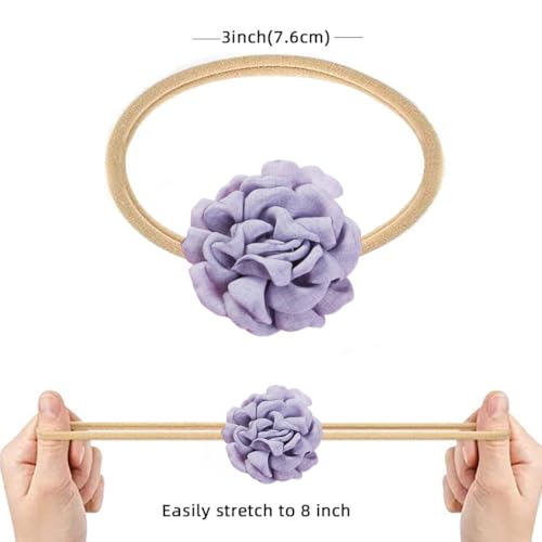 PALAY® 10Pcs Baby Hair Band Flower Headband for Baby Girl, Soft Elastic Hair Bands for Babies, Handmade Cute Floral Baby Hair Band for Baby Girls Toddler, Shower Gift for New Born Baby Girl Boy - Image 2