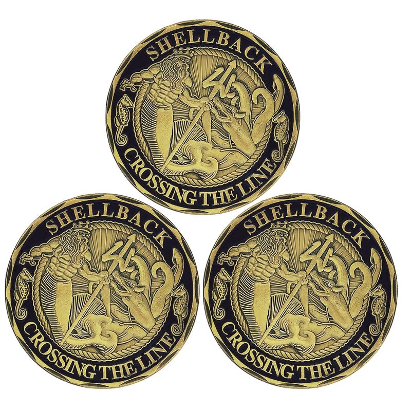 Woerda USA Shellback Crossing Challenge Coin The Line Sailor Military Coin Pack of 3 - Image 3