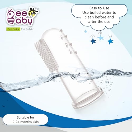 BeeBaby Soft Silicone Baby Finger Toothbrush with Carrying Case | BPA-Free Oral Care Brush for Newborns & Infants | Gentle Gum Massager for 0-12 Months | Baby Dental Hygiene Essentials. Pack of 2 Green - Image 5