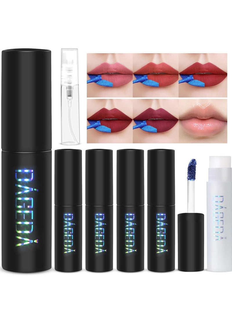 DAGEDA DAGEDA 5 Colors Lip Stain,Peel Off Lip Stain Lip Tint,Tattoo Color Lip Gloss,Waterproof Liquid Lipstick with 5ML Empty Spray Bottle, Lip Stain Tint Lip Makeup for Women  - Image 1