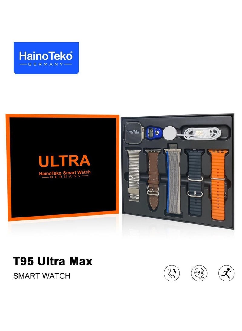 Haino Teko - Haino Teko Germany T95 Ultra Max Smart  Watch Ultra with Five Strap and Wireless Charger for Men's - Image 1