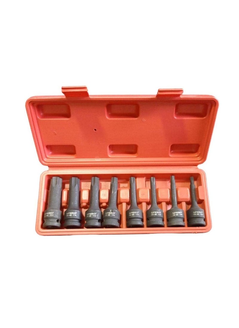 spero Square Bits 1/2" Star Male Collision 8pcs T80 : T30 Length 80 mm 