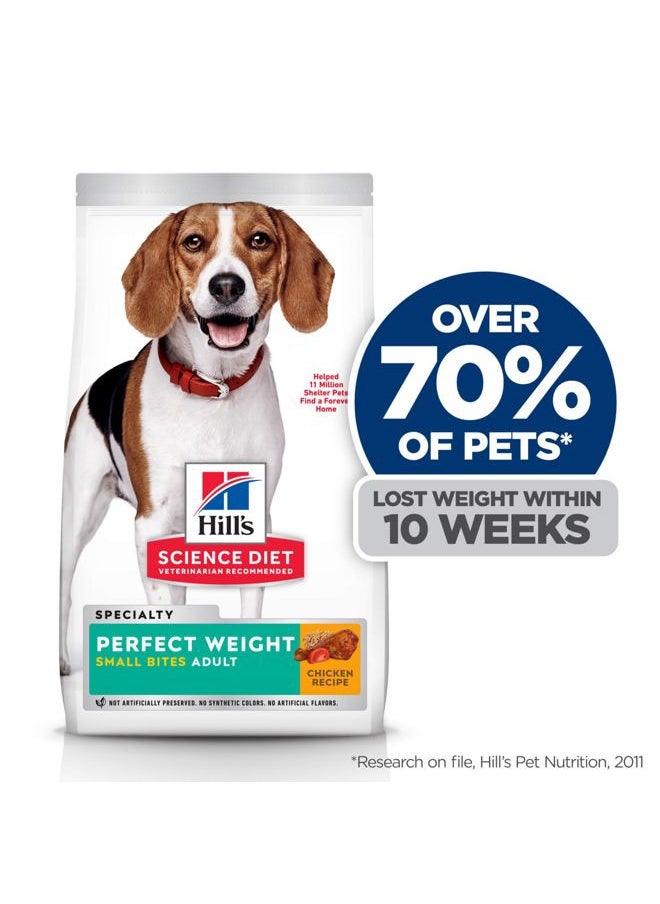 Hill's Science Diet - Perfect Weight, Adult 1-6, Weight Management Support, Small Kibble, Dry Dog Food, Chicken Recipe, 4 lb Bag - Image 1