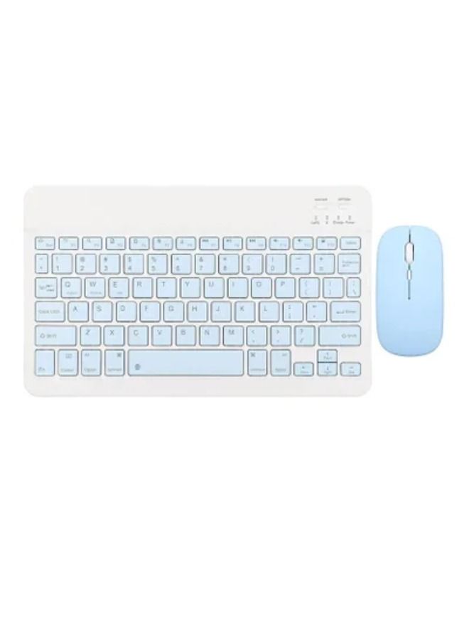 SHOPI Rechargeable Ultra-Slim Design Wireless Keyboard and Mouse Combo Blue  - Image 1