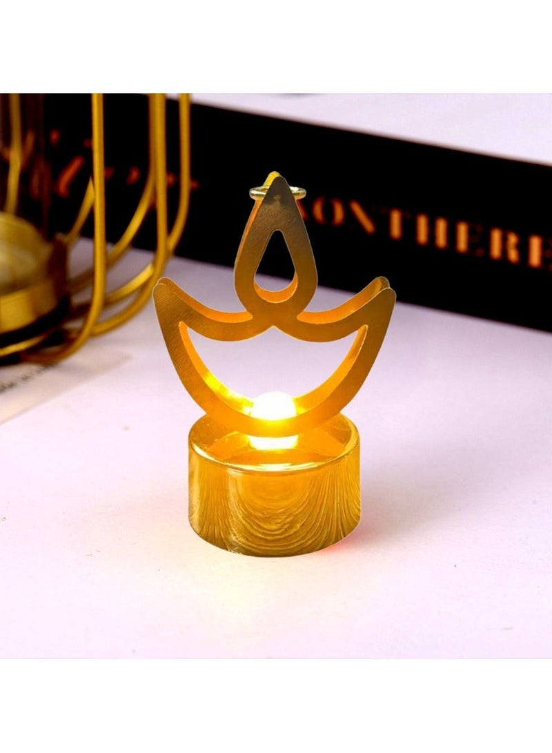 ZAYO LED Golden Diya Lamps Battery Operated Flameless Decorative Diyas for Diwali, Home Decoration, Wedding, Party & Festival Lightin-12 Pieces Pack - Image 3