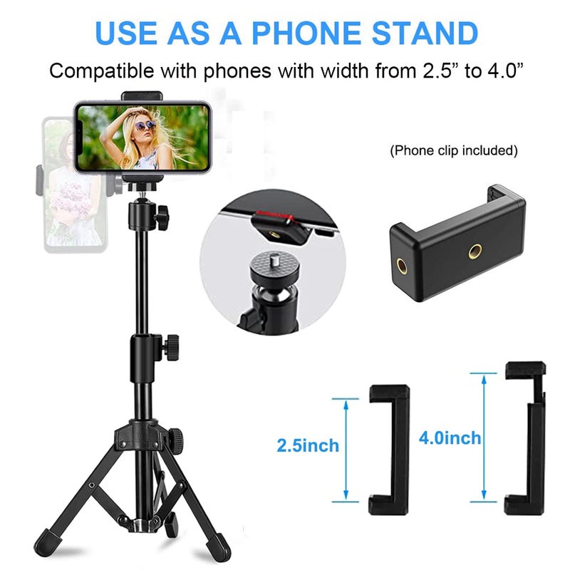 JCWINY Webcam Tripod Stand Extendable Desktops Tripod for Camera/Phone/Webcam, Desk Tripods Webcam Mount Holder Compatible with Logitech Webcams C925e C922x C922 C930e C930 C920 C615 /iPhone/Ring Light - Image 5