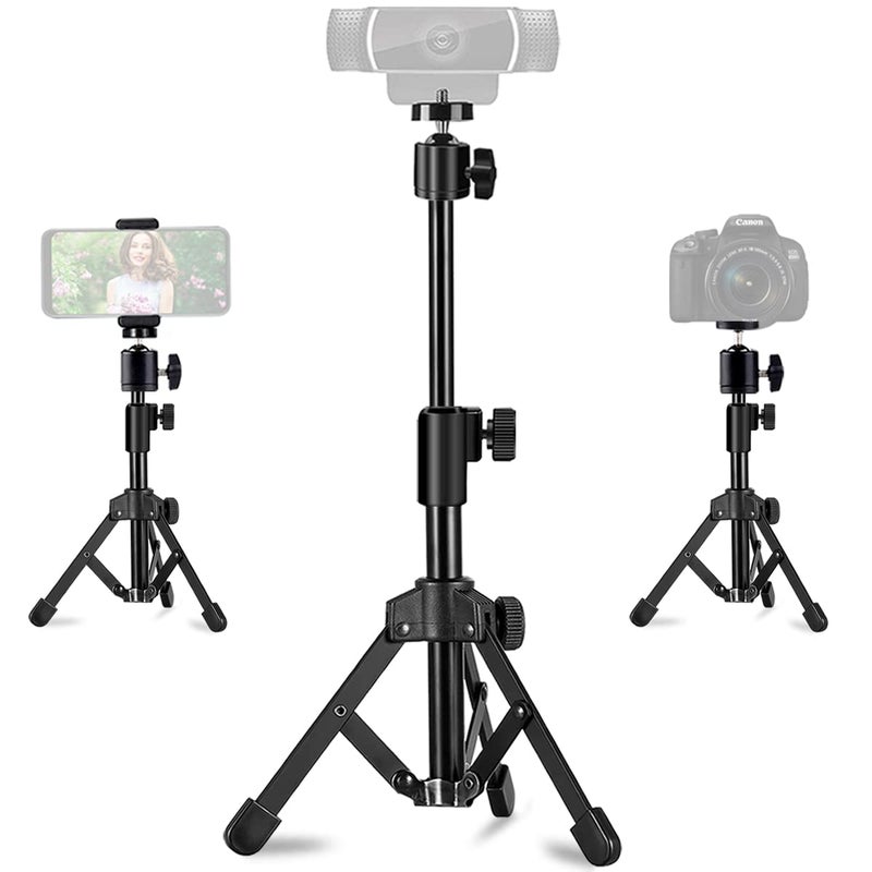 JCWINY Webcam Tripod Stand Extendable Desktops Tripod for Camera/Phone/Webcam, Desk Tripods Webcam Mount Holder Compatible with Logitech Webcams C925e C922x C922 C930e C930 C920 C615 /iPhone/Ring Light - Image 1