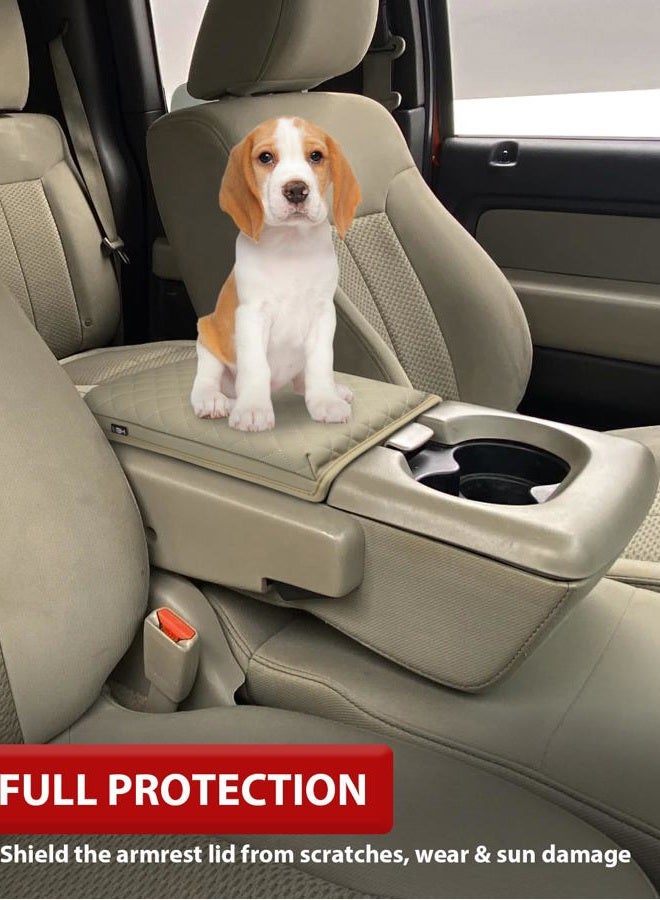 KBH Center Console Armrest Cushion Cover for Ford F150 2004 2005 2006 2007 2008 2009 2010, 40/20/40 Jump Seat, Vinyl Leather Trim, Anti-Scratch, Beige - Image 3