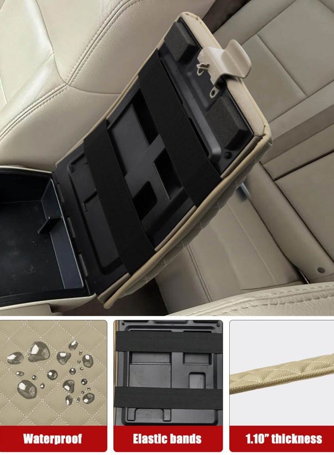 KBH Center Console Armrest Cushion Cover for Ford F150 2004 2005 2006 2007 2008 2009 2010, 40/20/40 Jump Seat, Vinyl Leather Trim, Anti-Scratch, Beige - Image 5