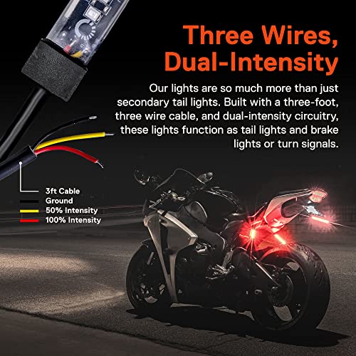 ONLINE LED STORE TRUE MODS 2pc 5" Red LED Motorcycle Turn Signal & Brake Tail Light Strip Kit [Waterproof] [Single Row] [50% Running] [100% Brake/Blinker] Self Adhesive Surface Mount Flexible Lamp for Dirt Bike ATV - Image 2