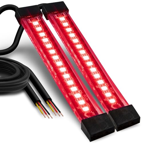 ONLINE LED STORE TRUE MODS 2pc 5" Red LED Motorcycle Turn Signal & Brake Tail Light Strip Kit [Waterproof] [Single Row] [50% Running] [100% Brake/Blinker] Self Adhesive Surface Mount Flexible Lamp for Dirt Bike ATV - Image 1