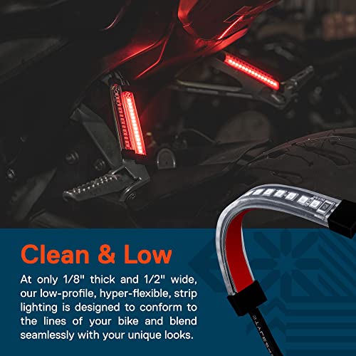 ONLINE LED STORE TRUE MODS 2pc 5" Red LED Motorcycle Turn Signal & Brake Tail Light Strip Kit [Waterproof] [Single Row] [50% Running] [100% Brake/Blinker] Self Adhesive Surface Mount Flexible Lamp for Dirt Bike ATV - Image 5