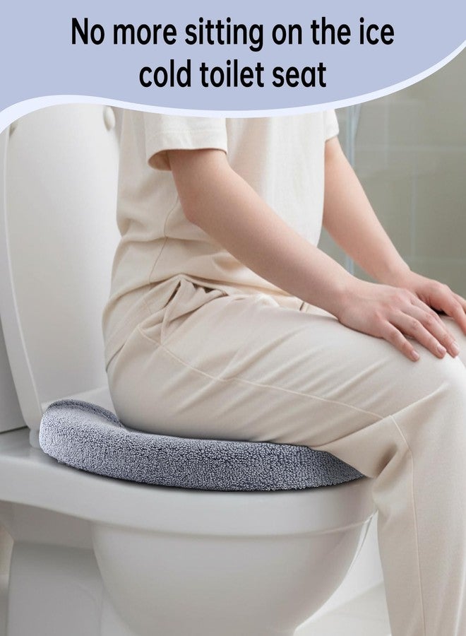 SENOMOR Toilet Seat Cover,Bathroom Soft Thicker Warmer with Snaps Fixed Stretchable Washable Fiber Cloth Toilet Seat Covers Pads Easy Installation& Cleaning (dark blue) - Image 5