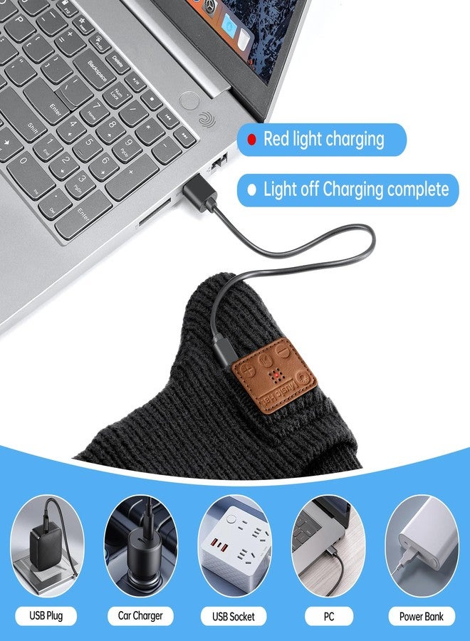 musIc Bluetooth Beanie with Light, Headlamp Hat with Headphones and Built-in Speaker Mic, Unique Christmas Birthday Gifts for Men Him Husband Teen Black - Image 4