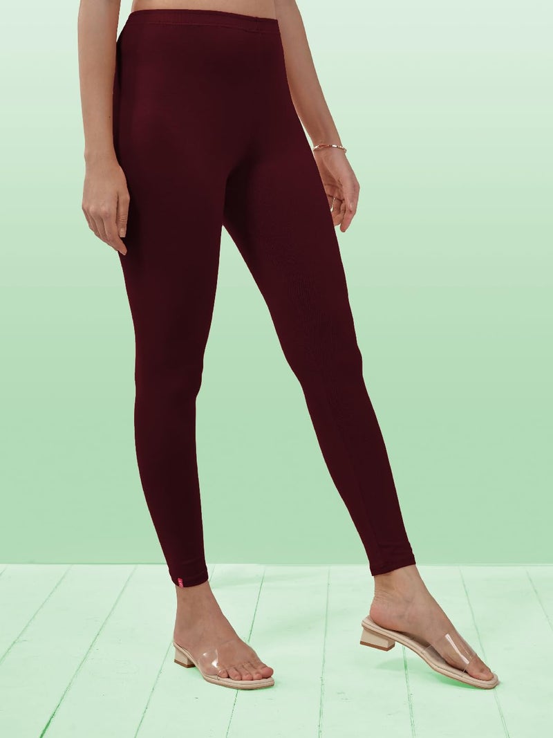 Lyra Women Solid Premium Cotton Ankle length Leggings | Mid-Waist | Fashionwear - Image 3