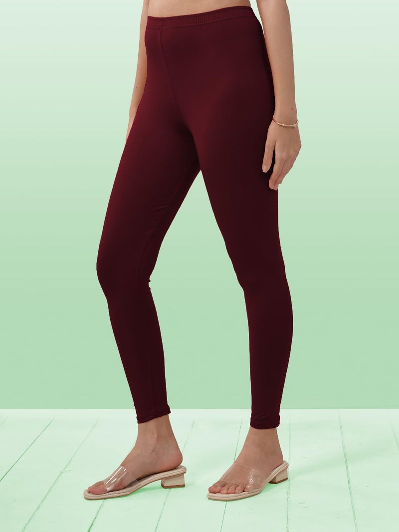 Lyra Women Solid Premium Cotton Ankle length Leggings | Mid-Waist | Fashionwear - Image 4