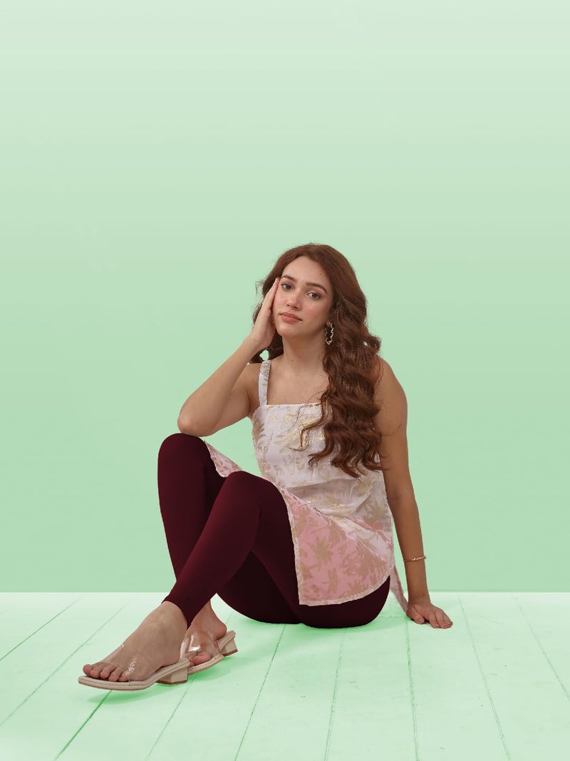 Lyra Women Solid Premium Cotton Ankle length Leggings | Mid-Waist | Fashionwear - Image 5