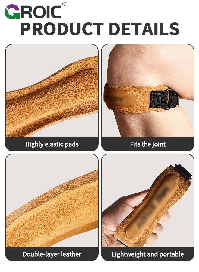GROIC 2 Pack Cowhide Patella Knee Strap, Adjustable Knee Brace Patella Support Brace for Running, Soccer, Basketball, Hiking, Jumpers Knee, Tennis, Tendonitis, Volleyball & Squats Stabilizer Support Band - Image 5