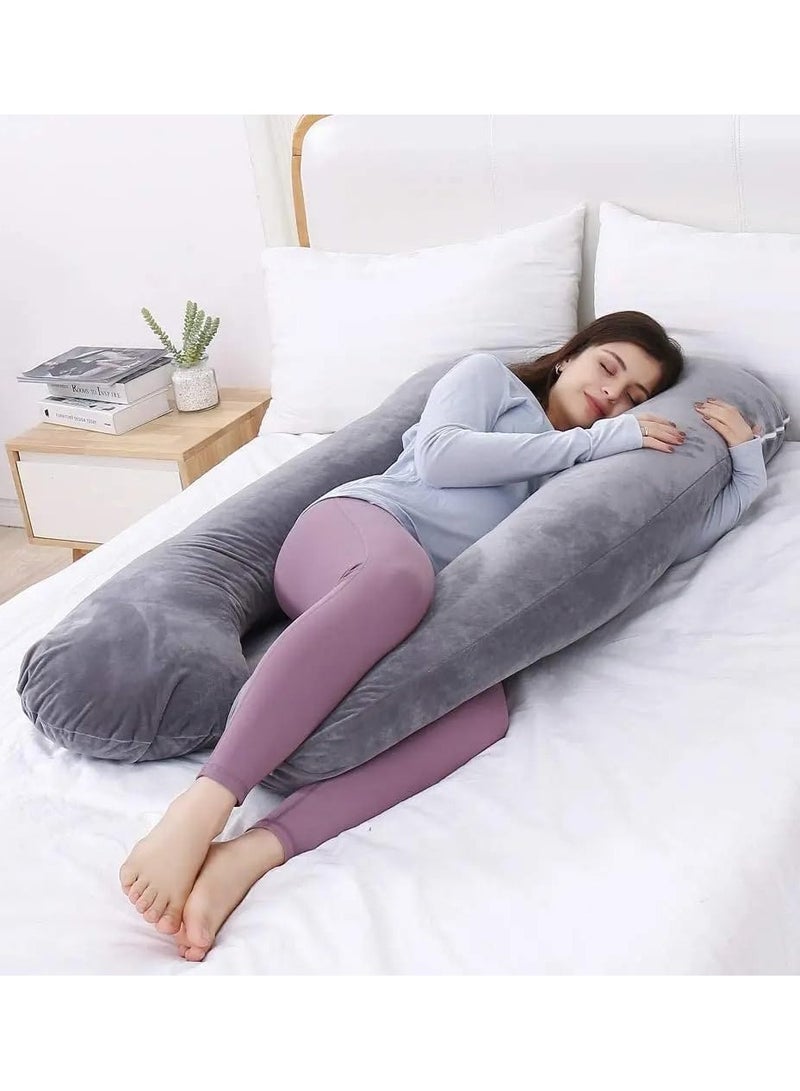 DURKU Luxurious Velvet Pregnancy Support Pillow - U Shape Maternity Comfort and Back Pain Relief - Image 4