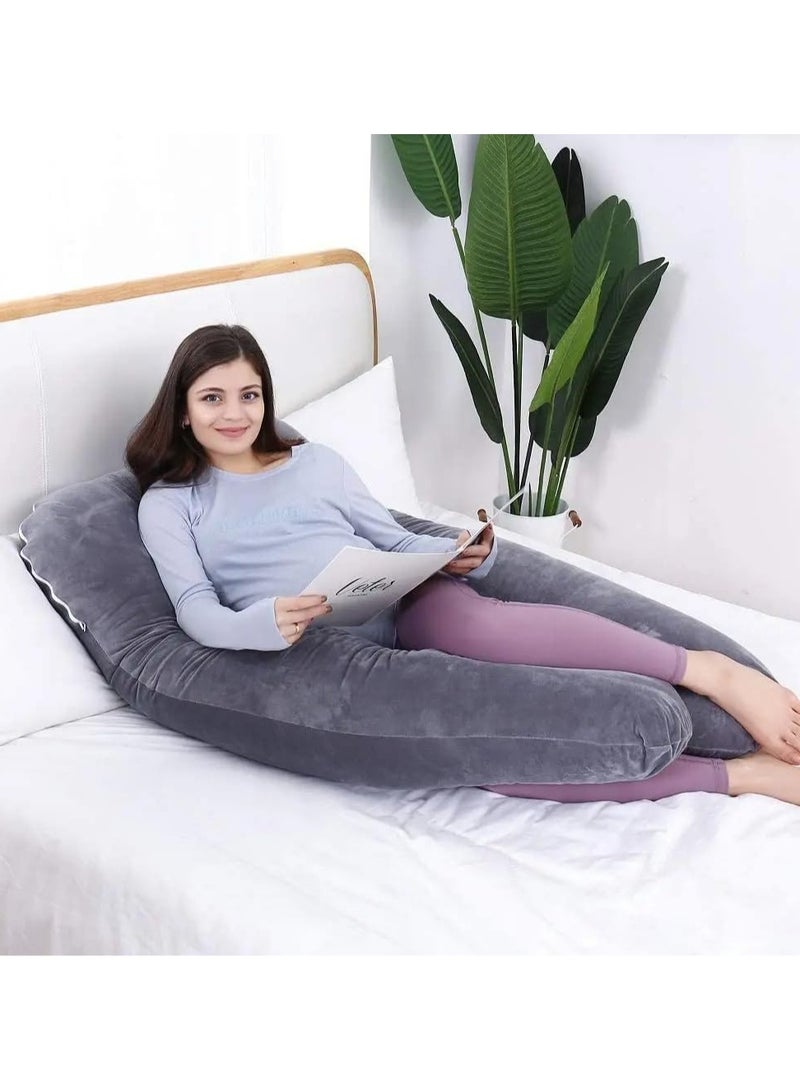 DURKU Luxurious Velvet Pregnancy Support Pillow - U Shape Maternity Comfort and Back Pain Relief - Image 5