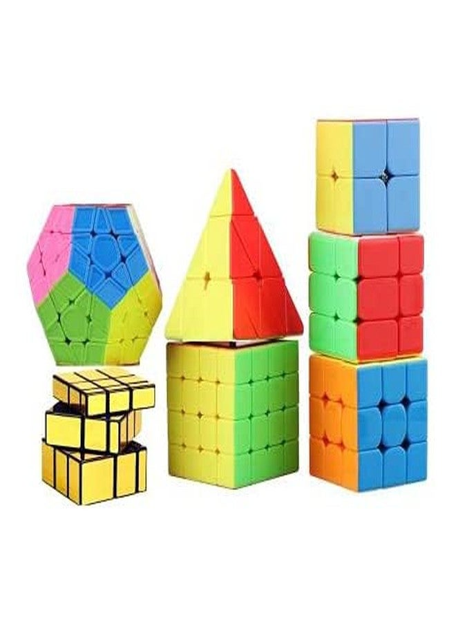 QWICK CLICK High Speed Cube Stickerless 3D Puzzle Cube Bundle Pack of 7