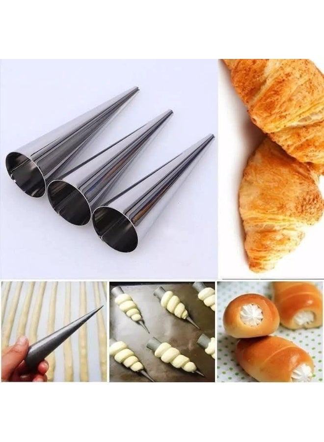 طقم أقماع تشكيل المعجنات والكانولي 6 قطع - قوالب ستانلس ستيل للحلويات والكريم هورن - قابلة لإعادة الاستخدام ومقاومة للصدأ - Image 4