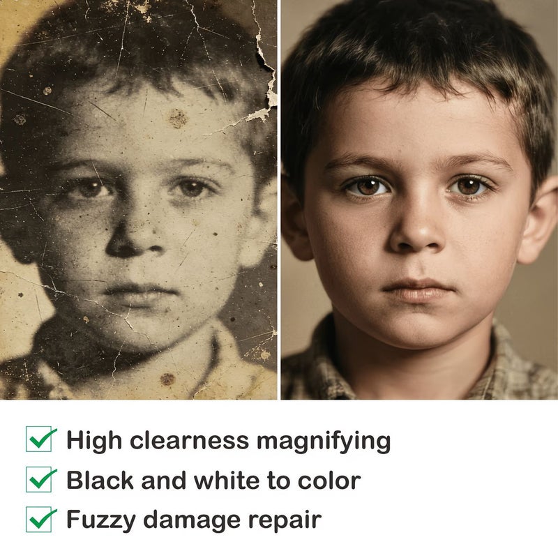Professional Photo Restoration and Renewal Service for Old Photos of Deceased Elders with Colorization Scratch Damage Blur Removal 6-inch Upgraded Repair High-Definition Printing - 1pc - Image 1
