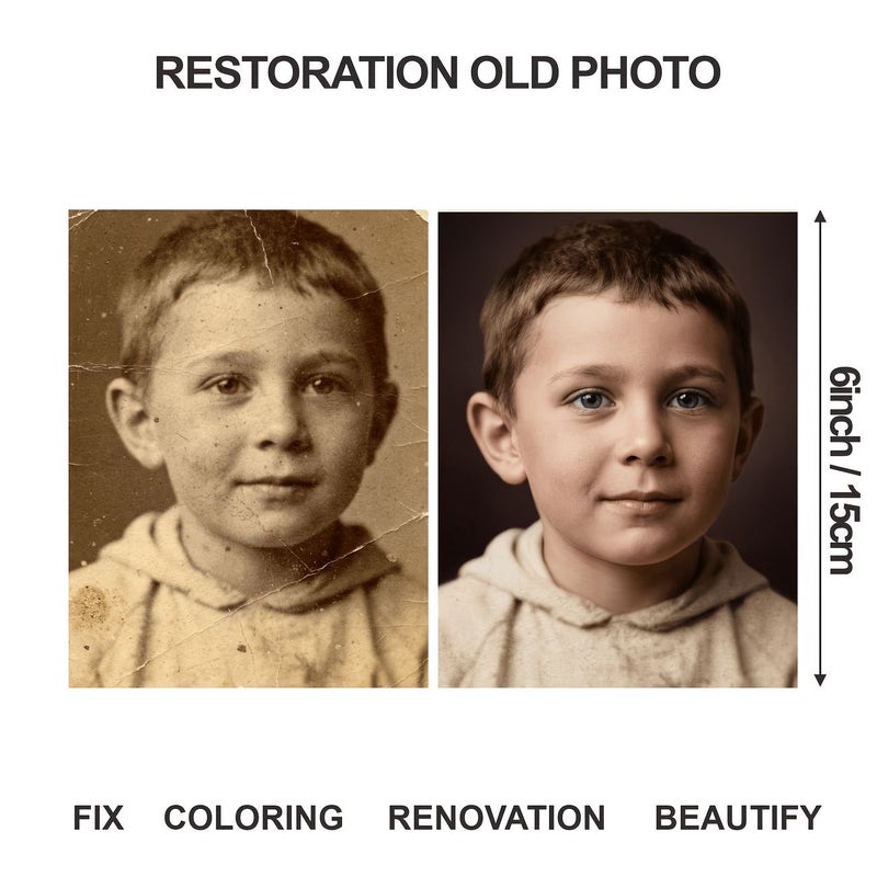 Professional Photo Restoration and Renewal Service for Old Photos of Deceased Elders with Colorization Scratch Damage Blur Removal 6-inch Upgraded Repair High-Definition Printing - 1pc - Image 5