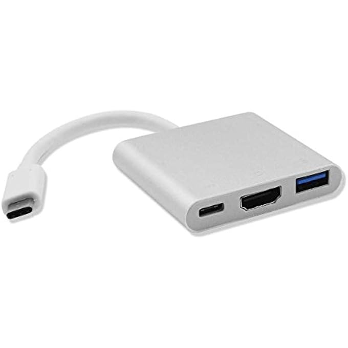 Microware NEW PROFESSIONAL USB 3.1 TO HDMI + USB 3.1 + USB 3.0 ADAPTER CONVERTER ALUMINUM HOUSING DURABLE USB CONVERTER CABLE SILVER - Image 1