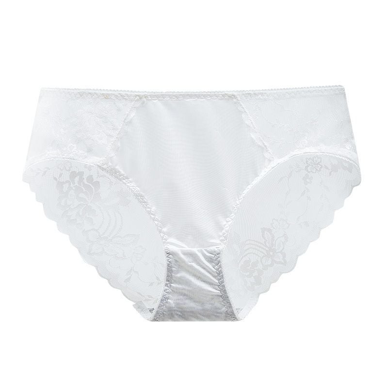 New Luxury Lace Panties Comfy Cotton Transparent Womens Briefs White  - Image 1