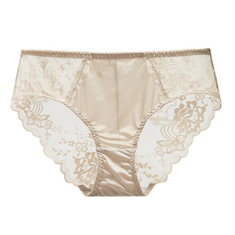 New Luxury Lace Panties Comfy Cotton Transparent Womens Briefs White  - Image 2