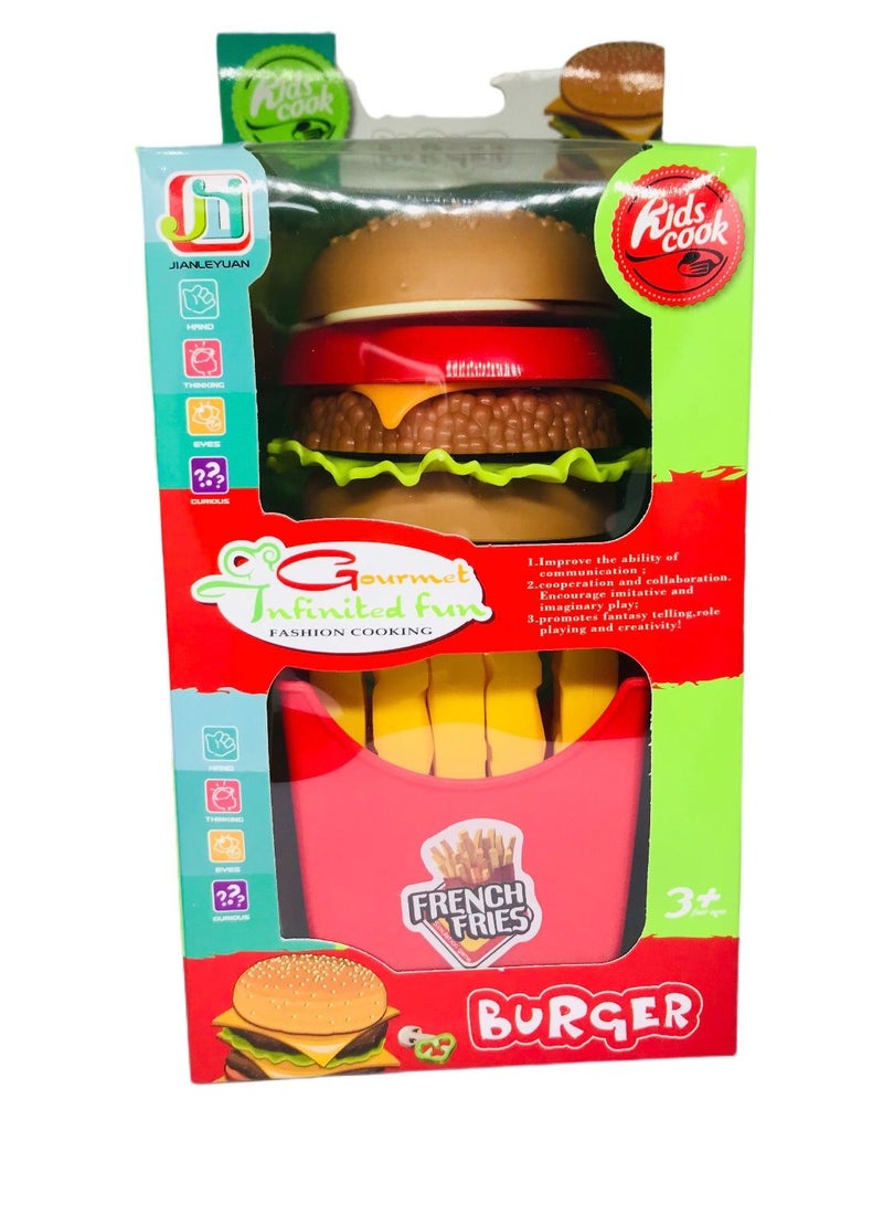 برغر لعبة بلاستيكي للأطفال للتظاهر بالطعام - Image 3