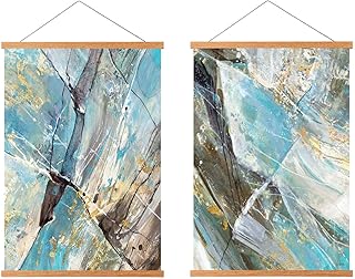 FALAMON 2 Pack Teak Wood Magnetic Poster Frame Hanger, 12x16 12x18 12x24 Magnet Poster Frame for Posters, Prints, - Image 1