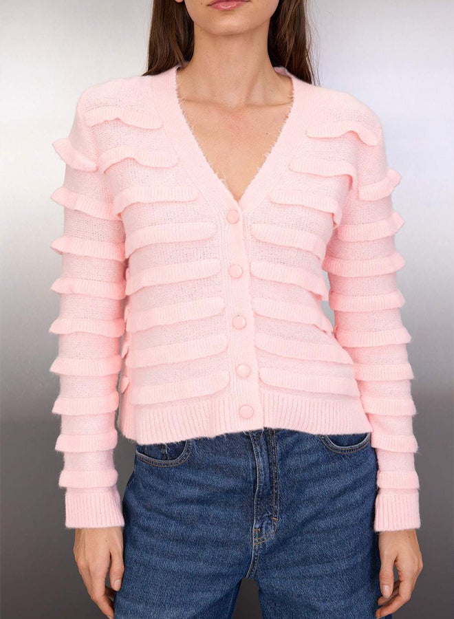 trendyol Powder Soft Textured VNeck Knitwear Cardigan - Image 3