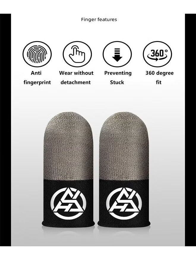 Sthxyfaith 4pcs Gaming Finger Gloves,Paired With A Metal Storage Box,100% Visible Silver Fibers,Just Right Pressure/Breathable/Sweatproof（Silver Black） - Image 3