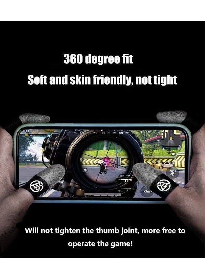 Sthxyfaith 4pcs Gaming Finger Gloves,Paired With A Metal Storage Box,100% Visible Silver Fibers,Just Right Pressure/Breathable/Sweatproof（Silver Black） - Image 4