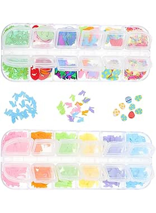 Easter Rabbit Confetti 2 Boxes Colorful Sparkling Table Decoration Party Supplies - Image 1
