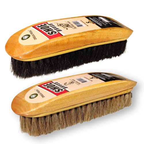 DroliaFresh Premium Shoe Brush for Leather Shoes - Black & Brown Cleaning Polish Kit, Boot Cleaner, Shine & Care with Horse Hair Soft Brushes, Pack of 2 - Image 1
