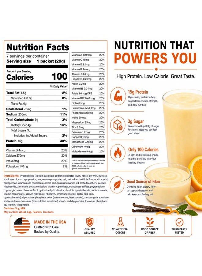 PROTIFIT - High Protein Pudding/Shake Mix, 15g Protein, Low Calorie, Low Fat, Low Carb, Aspartame Free, Idea Protein Compatible, Meal Replacement, 7 Servings Per Box (Orange Creamsicle) - Image 2